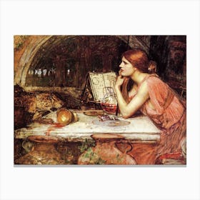 Sketch of Circe The Sorceress - John Williams Waterhouse c1913 Pre-Raphaelite Witchcraft Depiction Witch Art Vintage Masterpiece Mythological Legend Classic Famous Witchy Pagan Oil on Panel Remastered HD 1 Canvas Print