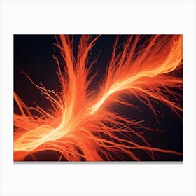 Abstract Image Of Two Glowing, Orange Lines Twisting And Connecting On A Dark Background, Suggesting Energy Flow Or Connection Canvas Print