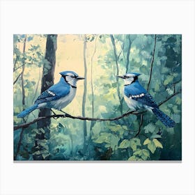 Bluejays In The Woods 1 Canvas Print