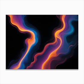 A Vibrant, Abstract Design Of Flowing, Liquid Like Lines In Shades Of Blue, Purple, And Orange Against A Black Background Canvas Print