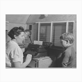 Untitled Photo, Possibly Related To The Fsa (Farm Security Administration) Nurse Types Out Dental Record Of Migra Canvas Print
