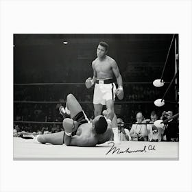 Boxer Muhammad Ali Stands Over Boxer Sonny Liston Canvas Print