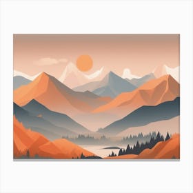Misty mountains horizontal background in orange tone 125 Canvas Print