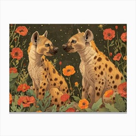 Floral Animal Illustration Hyena 3 Canvas Print