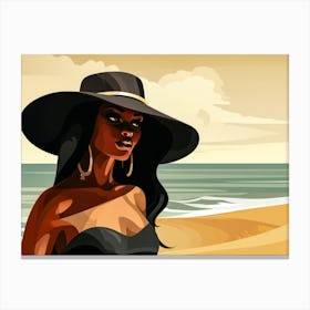 Illustration of an African American woman at the beach 48 Canvas Print