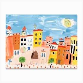 Bologna Italy Cute Watercolour Illustration 2 Canvas Print