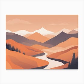 Misty mountains horizontal background in orange tone 76 Canvas Print