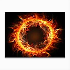 Fiery Ring Of Flame With Black Background Canvas Print