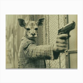 Absurd Bestiary: From Minimalism to Political Satire.Giraffe With Gun Canvas Print