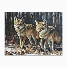 Coyote In The Woods 3 Canvas Print