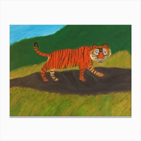 Tiger in the savanna Canvas Print