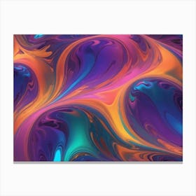 Abstract, Swirling, Colorful Liquid, Resembling Paint Or Oil, In Shades Of Purple, Blue, Orange, And Pink Canvas Print