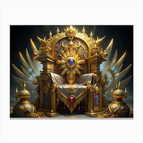 Golden Throne With Winged Back Canvas Print