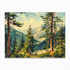 Retro Wooded Pines 1 Canvas Print