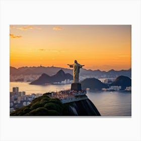 Cristo Redentor Statue Towering Over Rio De Janeiro Located On Corcovado Mountain Overlooking A Sc (2) Canvas Print