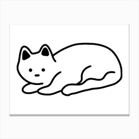 Cute Cat laying down Hand Drawing Minimalist Illustration Canvas Print