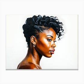 Side Profile Of Beautiful Woman Oil Painting 106 Canvas Print