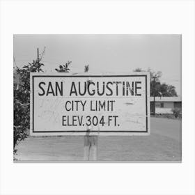 Sign, San Augustine, Texas By Russell Lee Canvas Print