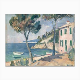 Coastal Cascade Painting Inspired By Paul Cezanne Canvas Print
