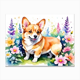 Corgi Watercolor Painting Emulation Canvas Print