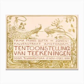 Exhibition Poster With A Peacock And A Pheasant For An Exhibition, Theo Van Hoytema Canvas Print
