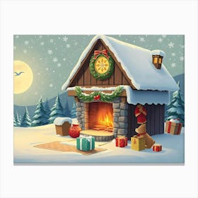 Christmas House In The Snow Canvas Print