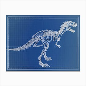 Oviraptor Skeleton Hand Drawn Blueprint 2 Canvas Print