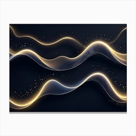 Abstract Image Of A Series Of Glowing Golden Waves On A Dark Background Canvas Print