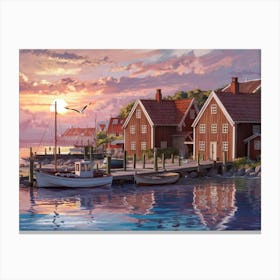 Sunset At The Harbor Canvas Print