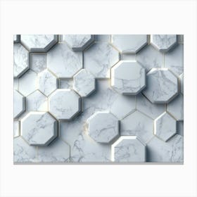 3d Hexagonal Marble Abstract Geometric Shapes Canvas Print