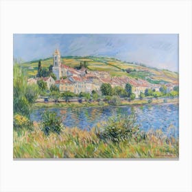 Serenity At Waterside Painting Inspired By Paul Cezanne Canvas Print