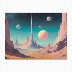 Space Landscape vintage retro sci-fi art Canvas Print