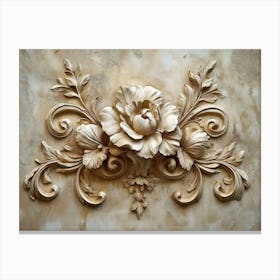 3D Flower Texture Artwork Relief with Baroque Element Canvas Print