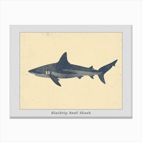 Blacktip Reef Shark Silhouette 6 Poster Canvas Print