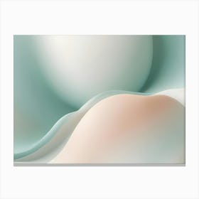 Abstract Design With Overlapping, Flowing Shapes In Shades Of Blue, Green, And Peach Canvas Print