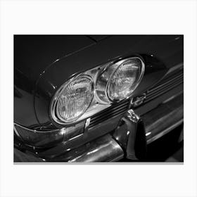 Black And White Car Headlights Canvas Print