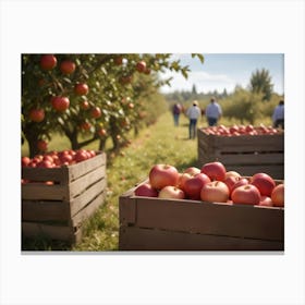 Crates Of Red Apples In An Orchard 14 Canvas Print