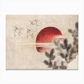 Birds And Sunset, Katsushika Hokusai 1 Canvas Print