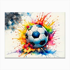 Soccer ball in watercolor Canvas Print