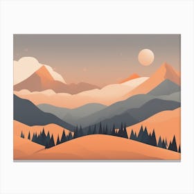 Misty mountains horizontal background in orange tone 124 Canvas Print