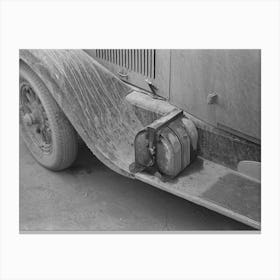 Water, Oil And Gas On Farmer S Car,Williston, North Dakota By Russell Lee Canvas Print