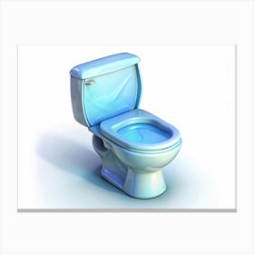 Blue Toilet With Open Lid Canvas Print