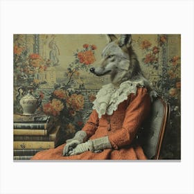 Absurd Bestiary: From Minimalism to Political Satire.Wolf In Red Dress Canvas Print