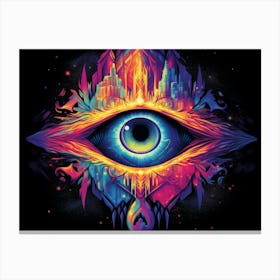 Eye of God, a radiant celestial orb surrounded by swirling cosmic energy in vibrant colors Canvas Print