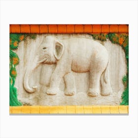 Elephant Carving Cambodia Canvas Print