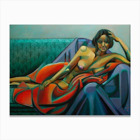 Nude On A Couch Canvas Print