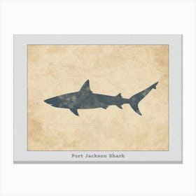 Port Jackson Shark Silhouette 5 Poster Canvas Print