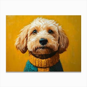 Labradoodle Blue And Yellow Canvas Print