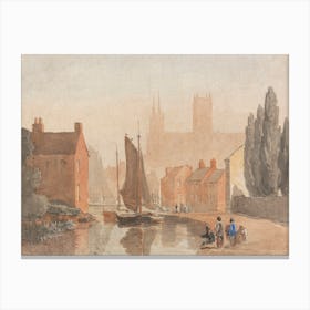 Lincoln Cathedral From Brayford Pool, David Cox Canvas Print