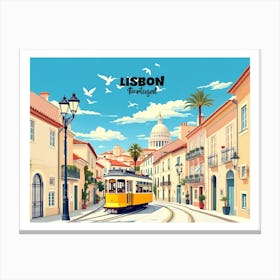 Lisbon Portugal Vintage Travel V 02 Canvas Print